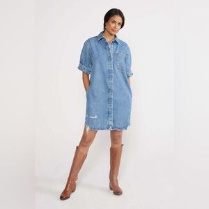 ETICA distressed denim Pia dress button front women Size Small